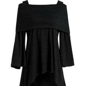 Long Black Cape Sleeve Dress